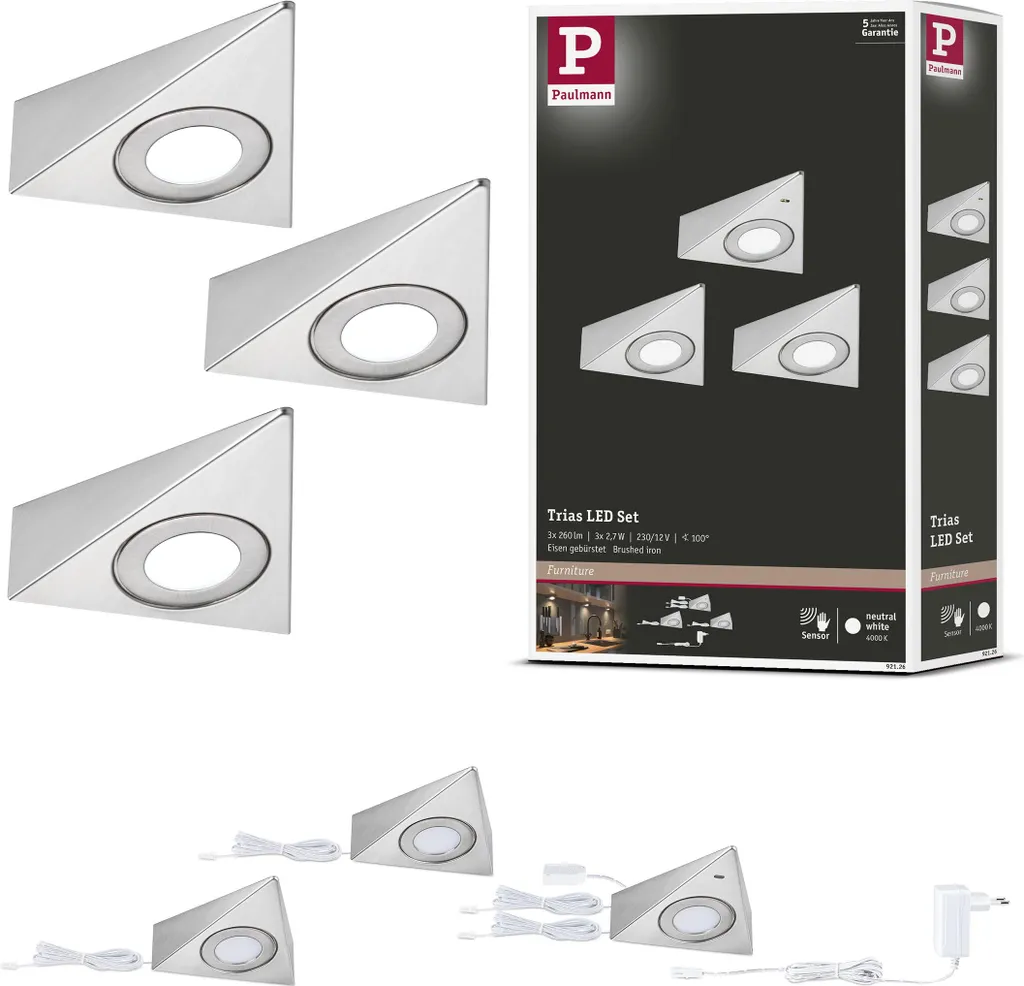 Set 3 Lampade Sottopensile LED Trias Paulmann Sensore Touchless