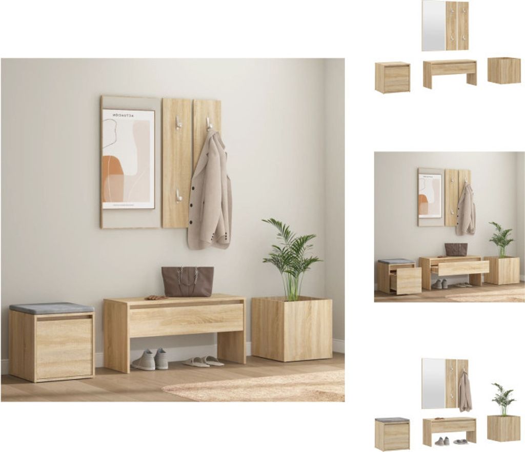 vidaXL Flurmöbel-Set Sonoma-Eiche Holzwerkstoff - Kleiderschränke