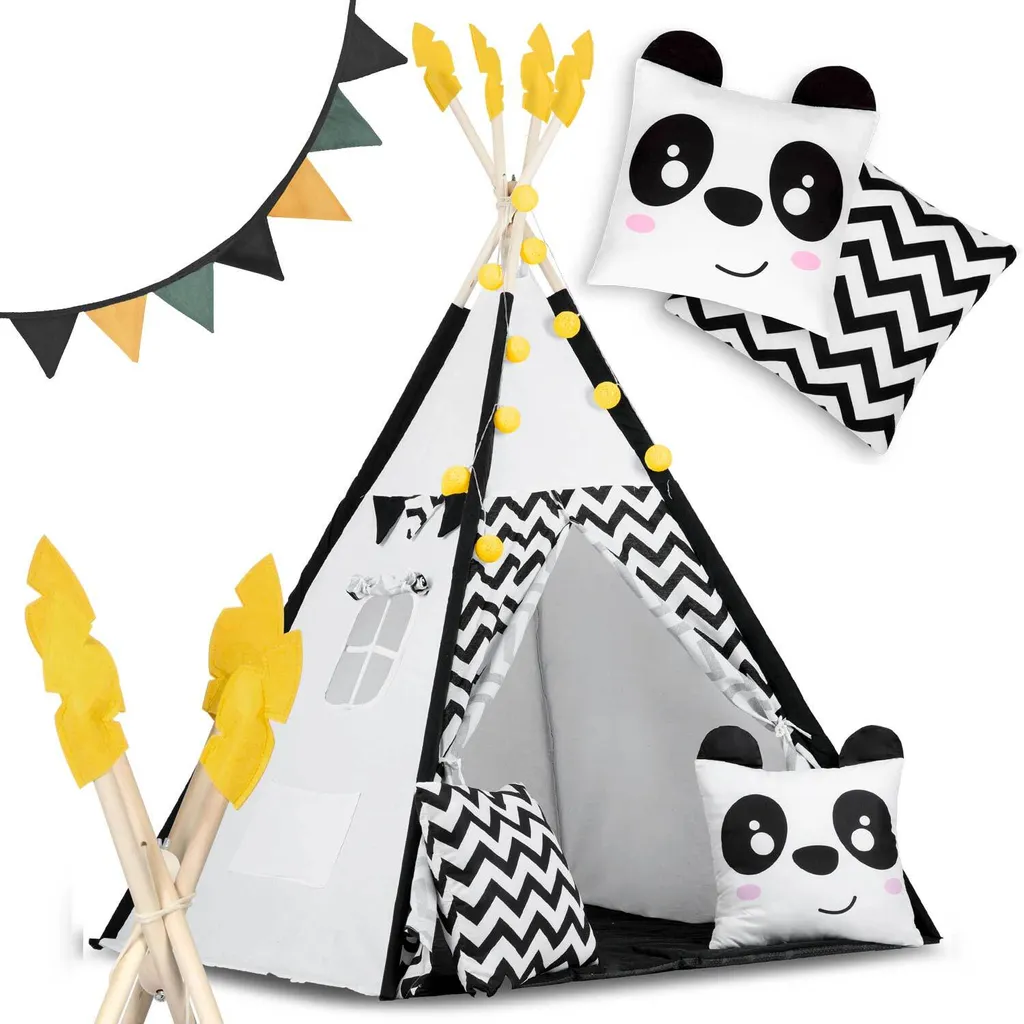 Tipi enfant Nukido avec guirlande LED et tapis de sol pour chambre