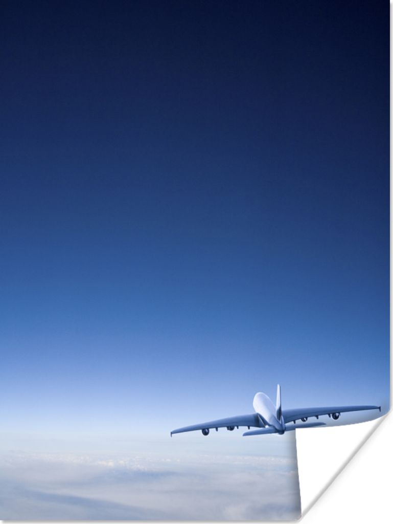 MuchoWow Poster Ein schöner klarer Himmel mit einem Flugzeug 90x120 cm - Wohnzimmer