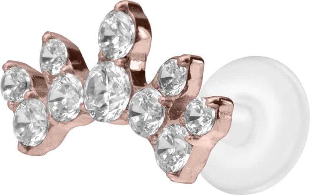 Ohrpiercing, Nasenpiercing PTFE Labret mit Innengewinde + Titan-Aufsatz KRISTALLBOGEN RoséGold Stablänge: 5mm | Stabstärke: 1,2mm