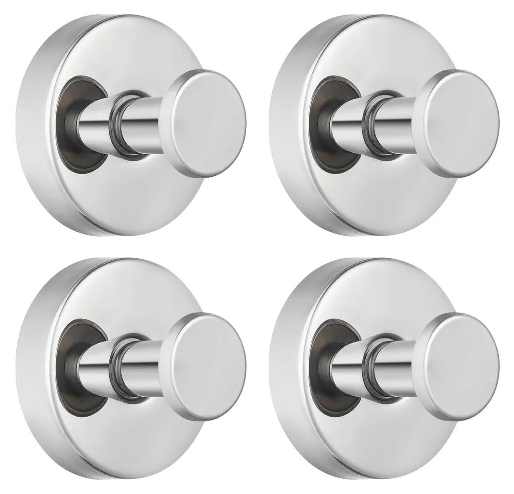 Lot de 4 crochets à ventouse inox chrome pour serviettes et peignoirs