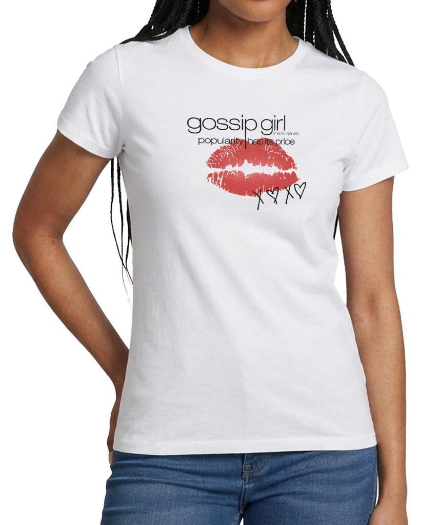 Spreadshirt Gossip Girl Popularity Has Its Price Kussmund Frauen T-Shirt, M, Weiß