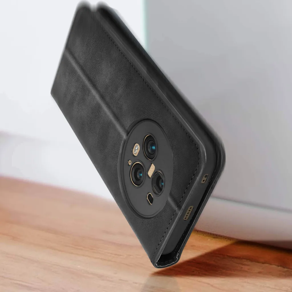 Cover Honor Magic 5 Pro Business - Portafoglio in Pelle e Stand Nero - 3