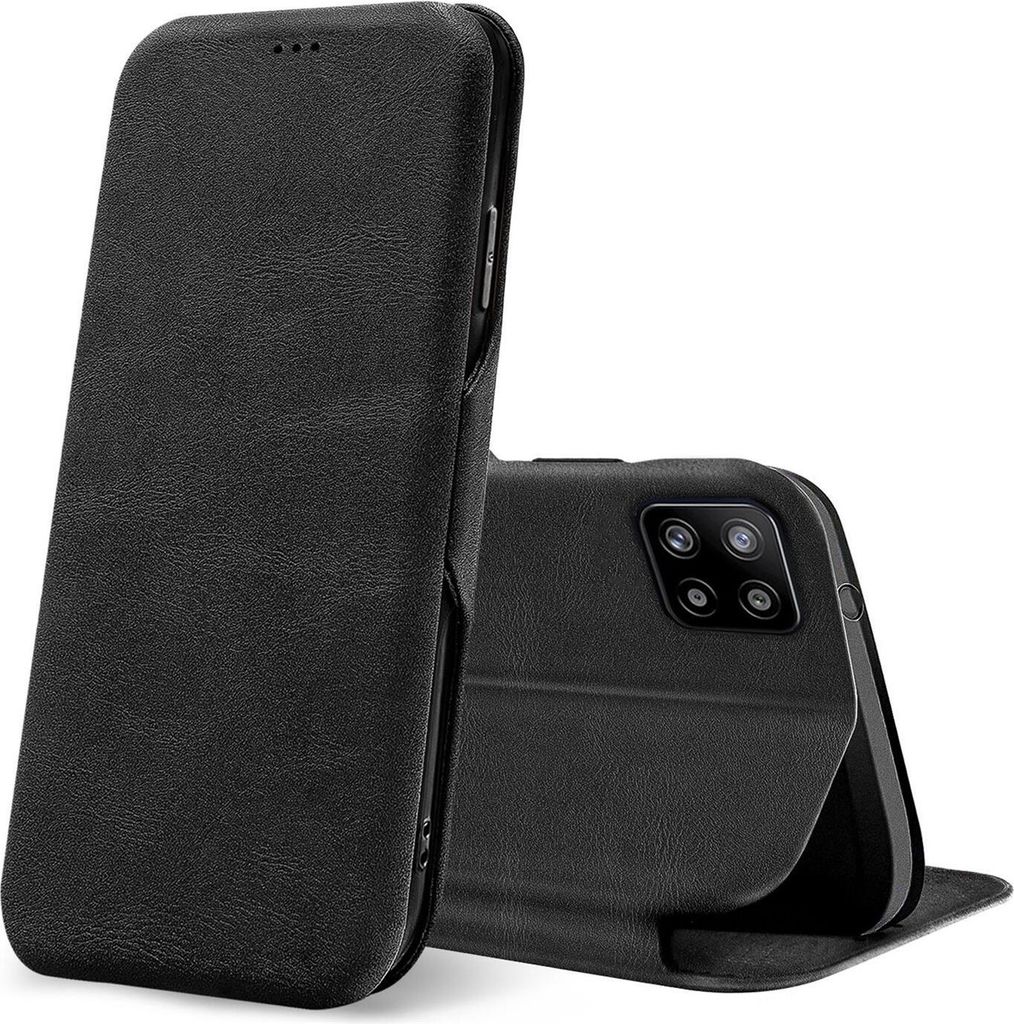 Conie Retro Klapp Tasche für Samsung Galaxy A22 5G Kartenfach Hülle Rundumschutz in Schwarz