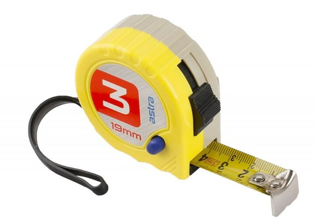 Bleimaßband ASTRA 3m x 19mm - zwei Bremsen, gehärtetes Band, Gürtelclip - Packung mit 1 Stück