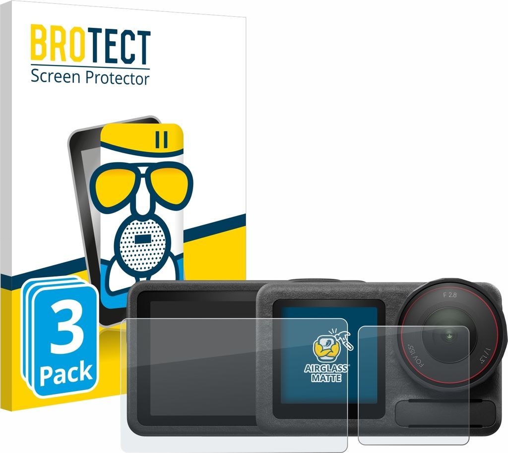 3x BROTECT Entspiegelungs Schutzglas für DJI Osmo Action 5 Pro Schutzfolie Panzer Folie Glas Display Schutz matt