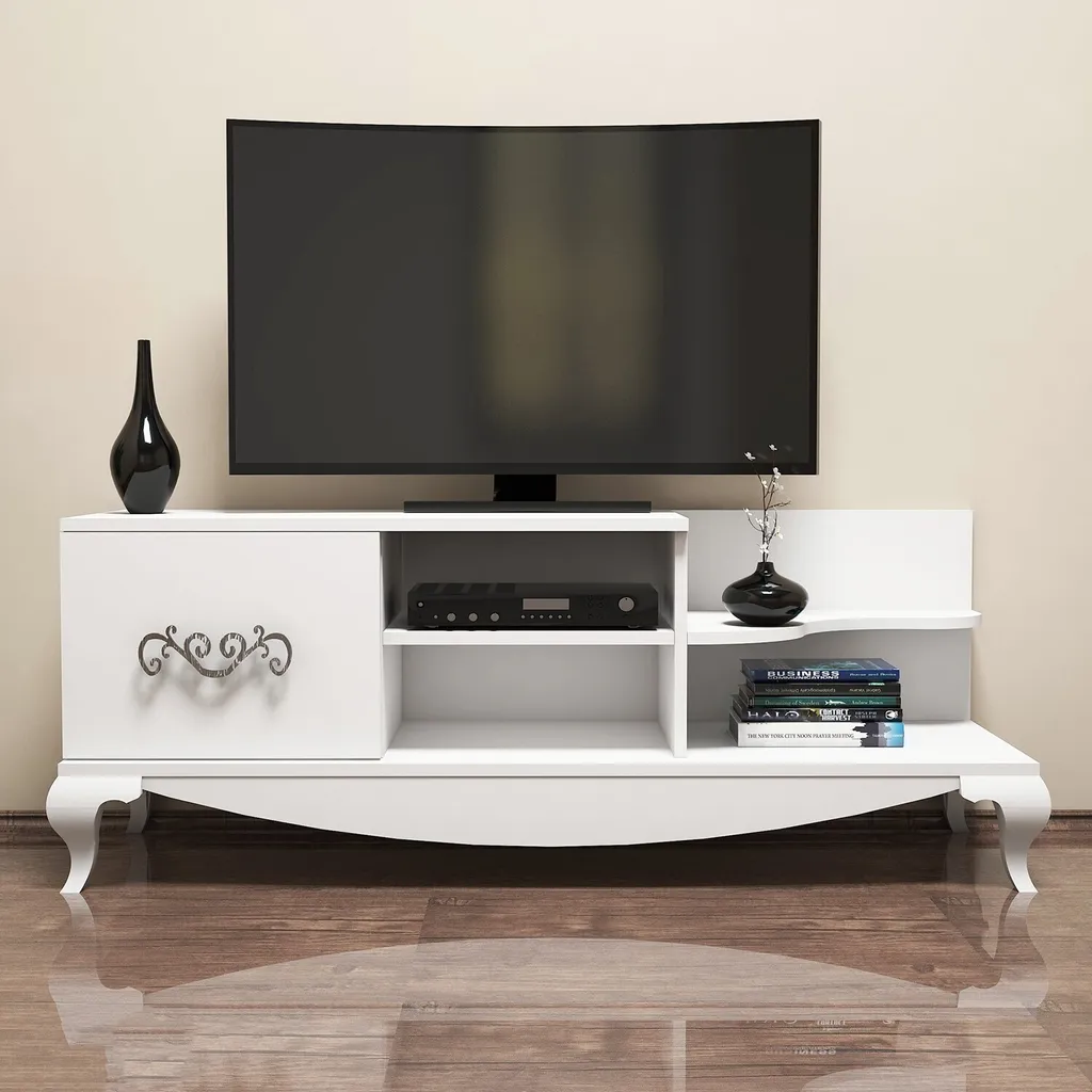 Meuble TV pour Grand Écran Sultan Blanc - Idéal Salon et Espace Détente