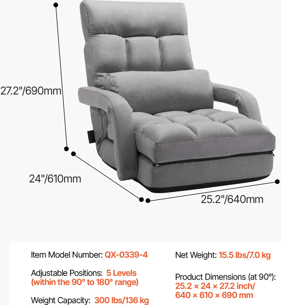 Canapé convertible au sol pliant : lit d'appoint réglable multi-usage - 7