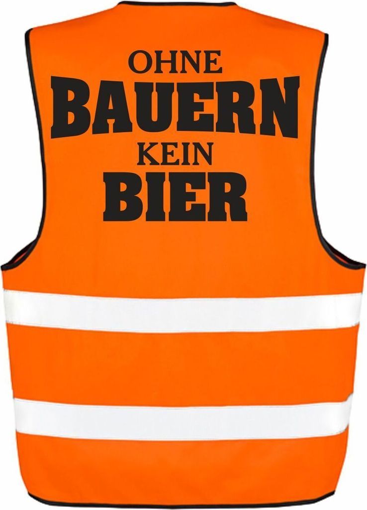 Warnweste mit Sprüche Ohne Bauern kein Bier spruch protest agrar traktor motiv Größe 4XL