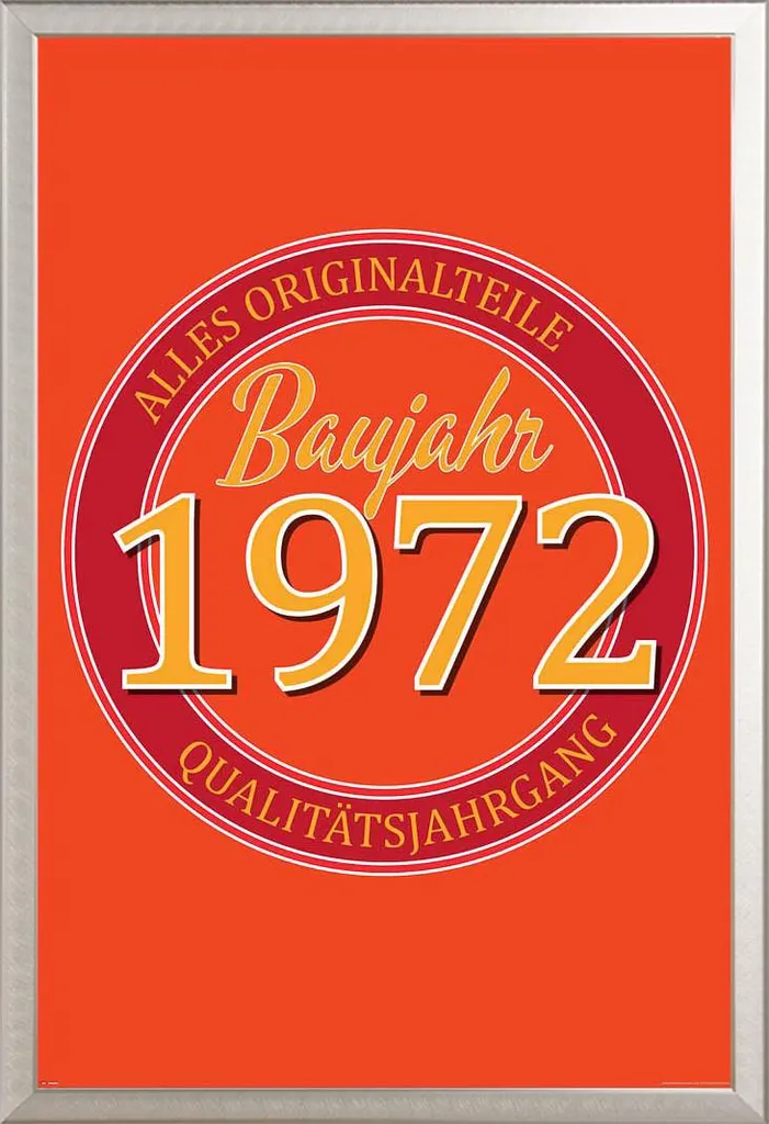 Poster Compleanno 1972 con Cornice Shinsuke Argento - Regalo Vintage