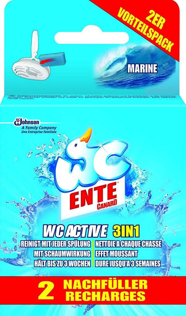 WC-Ente Active 3 in 1 Nachfüller Marine, 2 Stück, 80 g Produktbild 