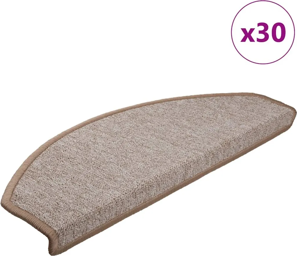 Tapis d'escalier Grand Format 65x24 cm - Brun Clair Résistant x30
