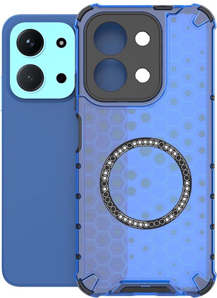 Magnet Hülle für Xiaomi Redmi 15C 5G / 4G Honeycomb Hybrid Ringhalter Blau