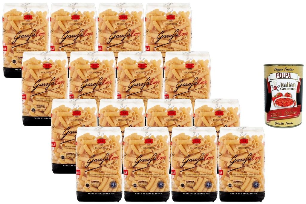 Italian Gourmet Elicoidali Nr. 34 Pasta di Gragnano IGP 16 x 500 g – Kurze gerillte Röhrennudeln aus Hartweizengrieß für Ragù, cremige Saucen...