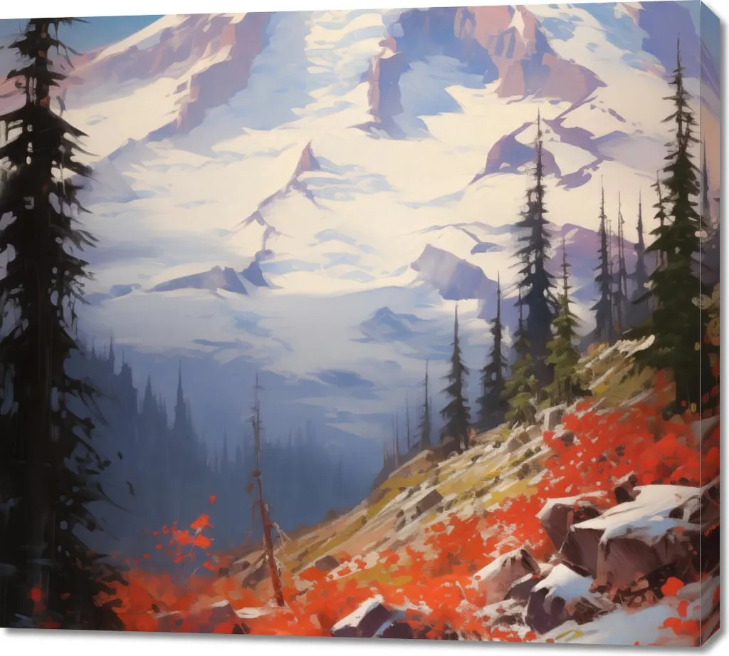 Quadro 100x90 cm Il maestoso panorama dei passi montani