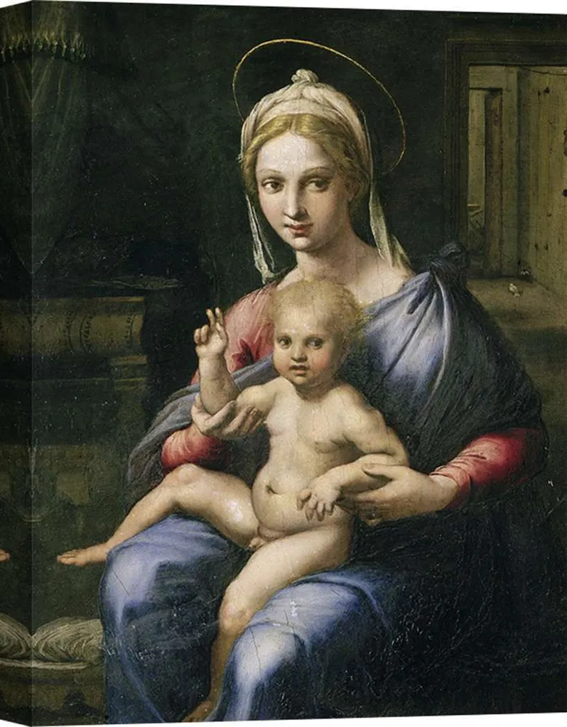 Décoration murale toile Giulio Romano Vierge à l'Enfant - Format 70x50 cm