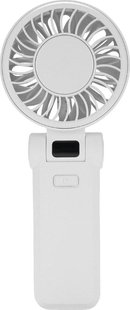 Handventilator faltbar 5 Geschwindigkeiten einstellbar leise Digitalanzeige tragbarer persönlicher Ventilator mit Lanyard für Outdoor-Sport Weiß