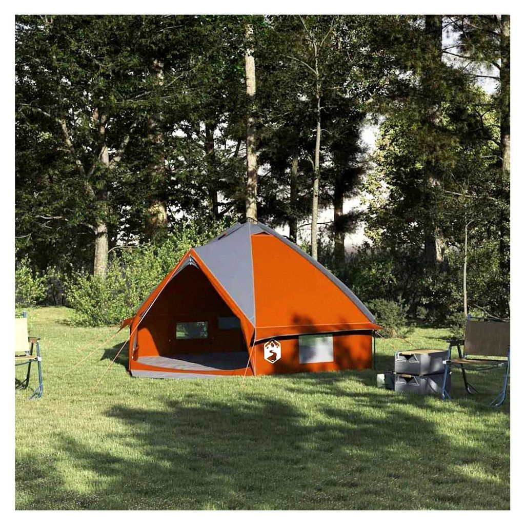 Teepee-Zelt mit Dach in Grau und Orange 490 x 410 x 210 cm, Campingzelte für Familien und Gruppen