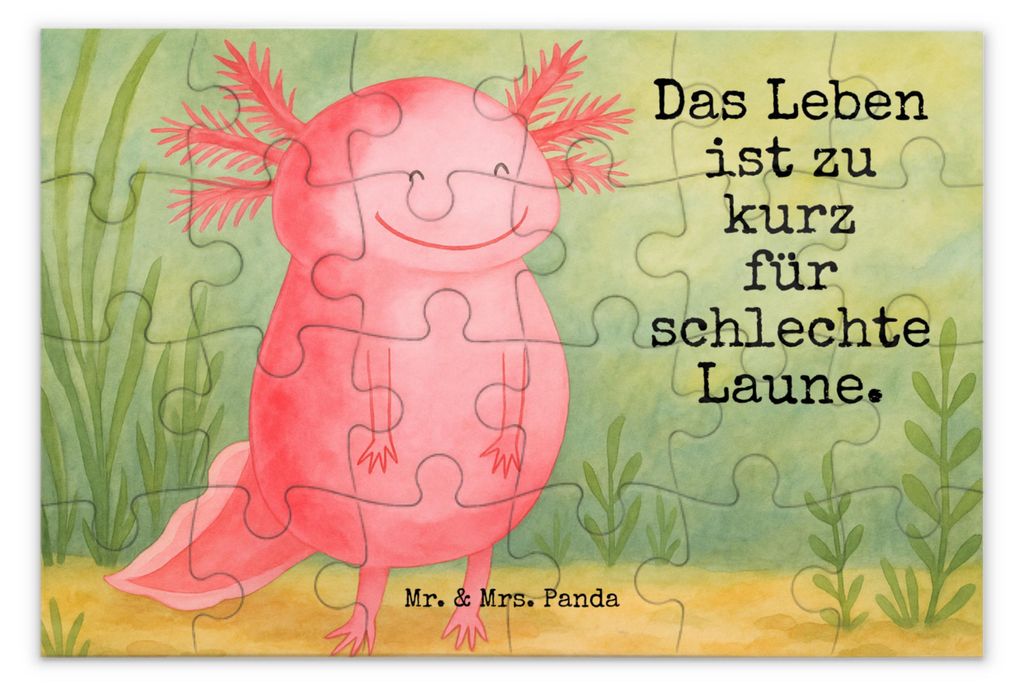 Mr. & Mrs. Panda Puzzle Axolotl Glücklich Design 24 Teile - Weiß - Geschenk, Gute Laune, 1000, Lurch, 300, 2000, gut Gelaunt, 1500, Schwanzlurch,...