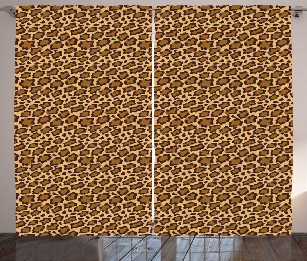 ABAKUHAUS Leopard-Druck Rustikaler Gardine, Panthera Specie Haut, Schlafzimmer Kräuselband Vorhang mit Schlaufen und Haken, 280 x 225 cm, Sand Bro...