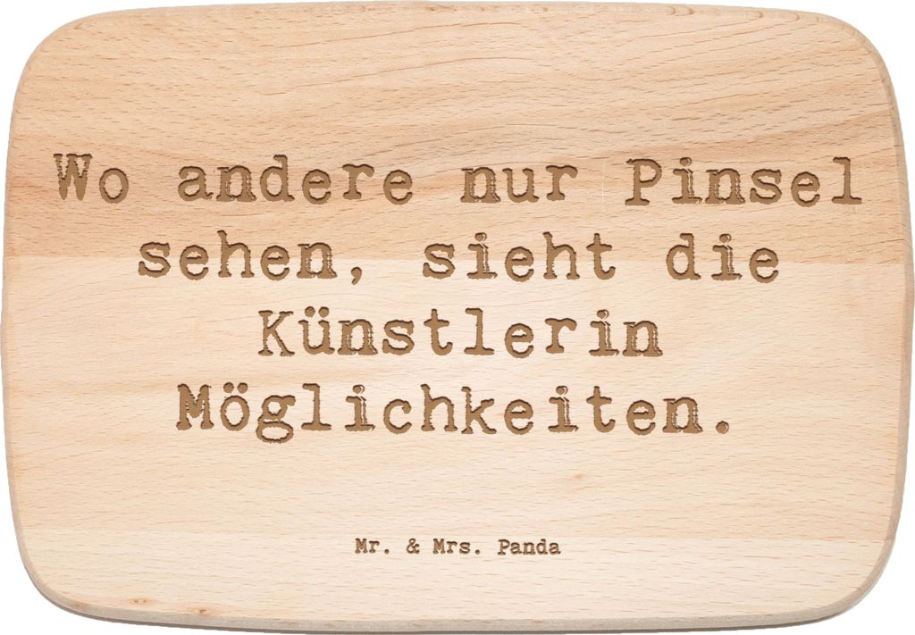 Mr. & Mrs. Panda Holzbrett Spruch Künstlerin Visionen - Transparent - Geschenk, Kunstschaffende, Beruf, vesperbrett, Schneidebrett, schneidbrett, ...