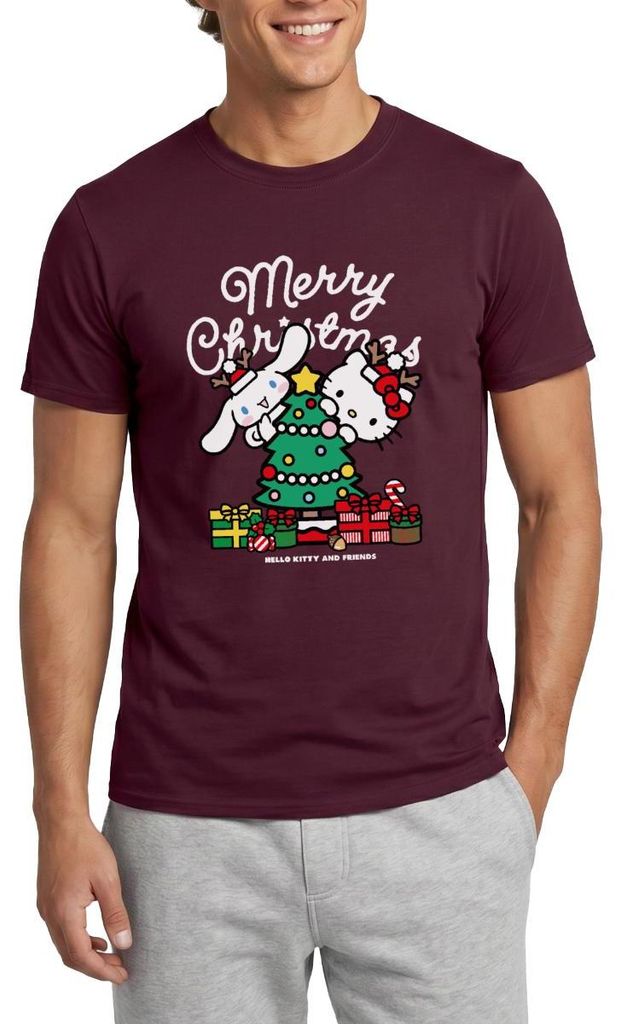 Spreadshirt Hello Kitty Und Cinnamoroll Weihnachten Männer T-Shirt, M, Ziegelrot