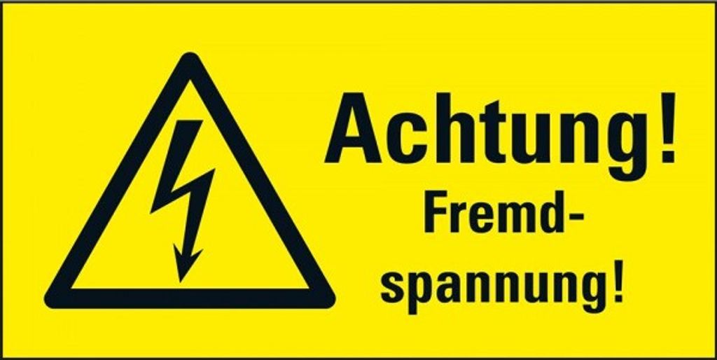 Dreifke Aufkleber I Warn-Kombischild Achtung! Fremdspannung!, RoHS konform, ...
