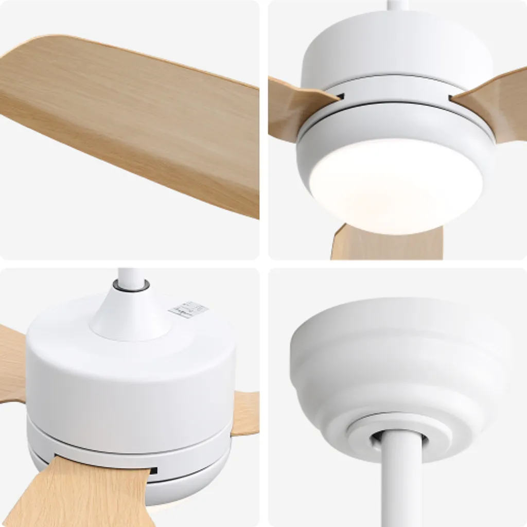 AIORBER Ventilateur de Plafond 46 Pouces Blanc et Bois avec LED 18W - 5