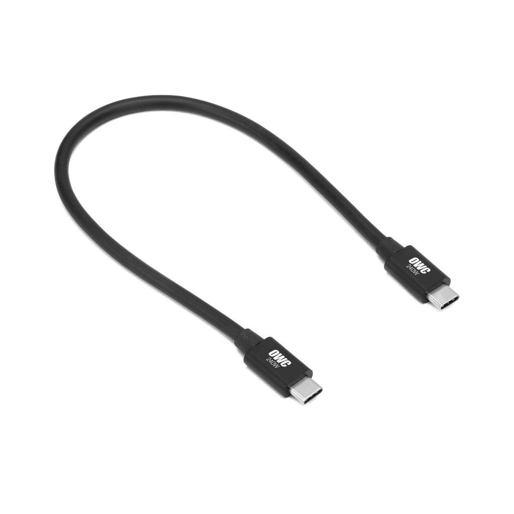 A black USB-C cable with OWC branding on both connectors, shown against a white background.
