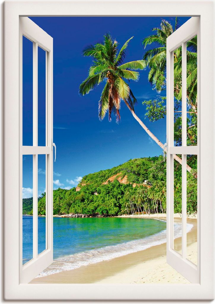 ARTland Leinwandbild Paradies - weißes Fenster Größe: 70x100 cm
