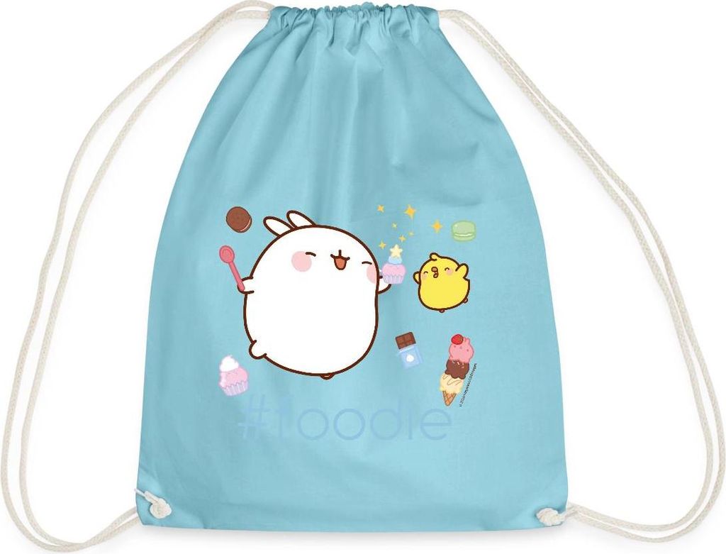 Spreadshirt Molang Piu Piu Süßigkeiten #Foodie Turnbeutel, One size, Aqua