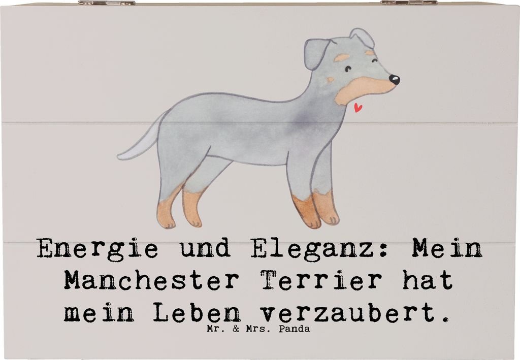 Mr. & Mrs. Panda Kiste Manchester Terrier Magie 22 x 15 cm - Grau Pastell - Geschenk, intelligenter Hund, Hunderasse, Hunderassen Eigenschaften, Ge...