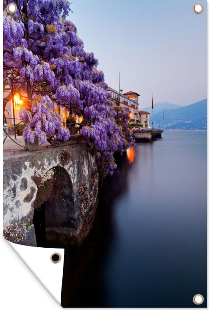 MuchoWow 40x60 cm Outdoor-Poster Gartendeko Sichtschutz Garten Poster für den Garten Blauer Regen am Wasser