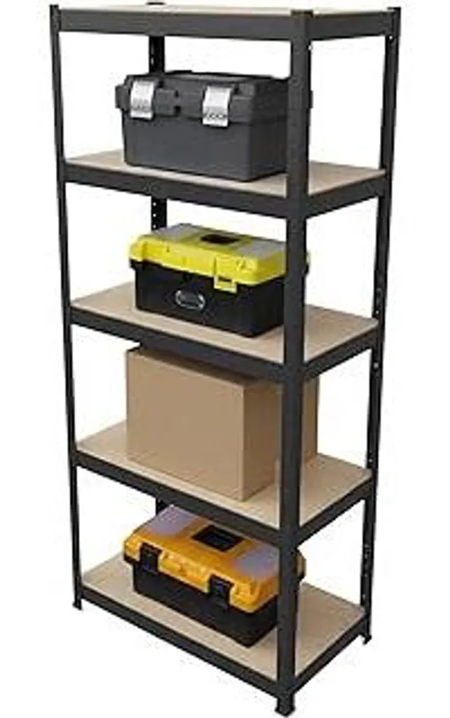 Scaffale Magazzino Nero 180x60x30 cm Robusto 500kg Anti-Pressione