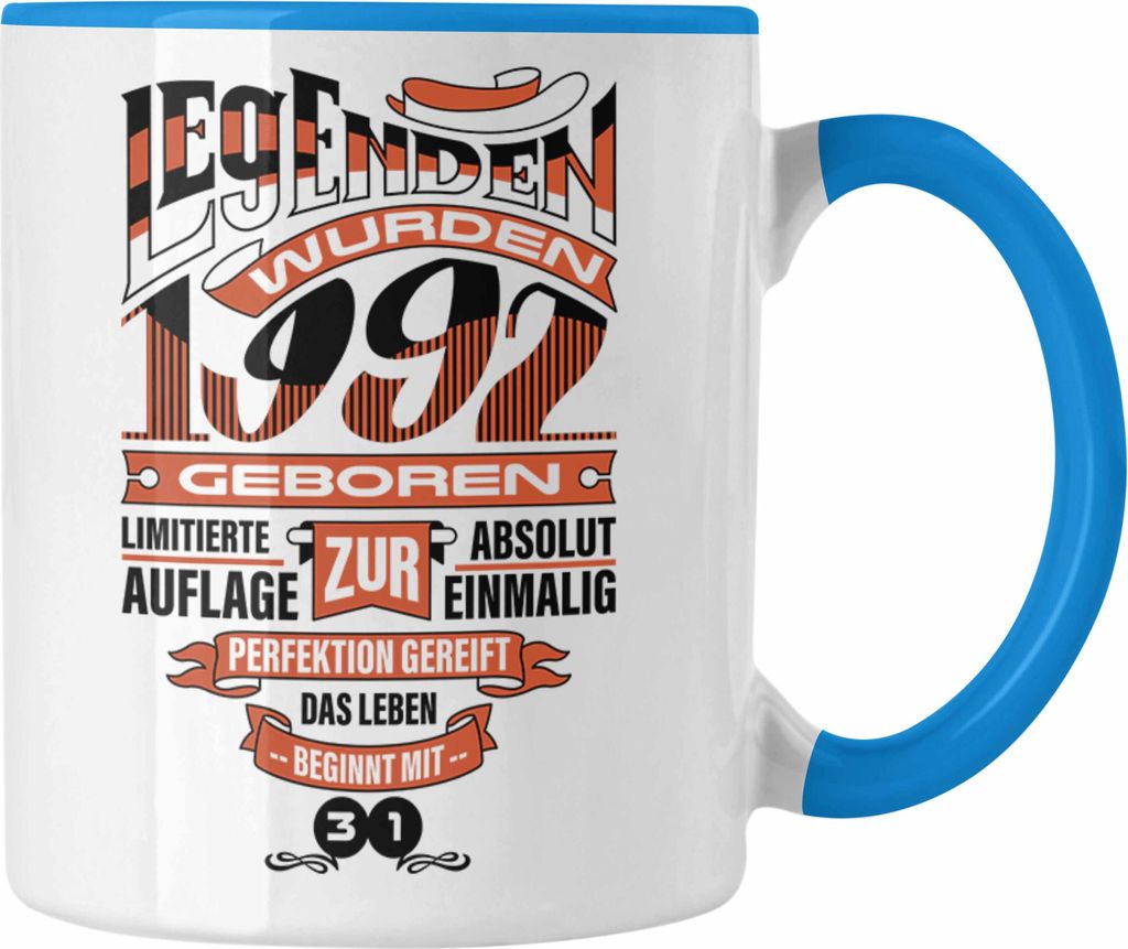 TRENDATION 30. Geburtstag Tasse Frau Mann Geschenk 30er Geschenkidee 30 Mutter Vater (Blau)
