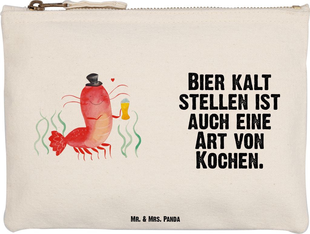 Mr. & Mrs. Panda Mäppchen Hummer Weizen Größe M - Weiß - Geschenk, Waschtasche, beauty case, Federmappe, Gasthaus, Kochen, Bier, Wirtschaft, Ga...