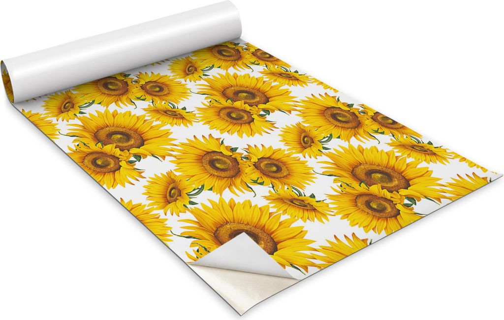 Selbstklebende Möbelfolie - Dekorationsfolie - Tischmöbel - Zuschneidbar - Sonnenblumen - 100 x 50 cm