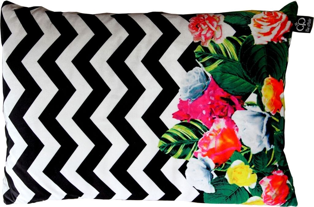 Casa Padrino Luxus Kissen Miami Flowers 35 x 55 cm - Feinster Samtstoff - Deko Wohnzimmer Kissen