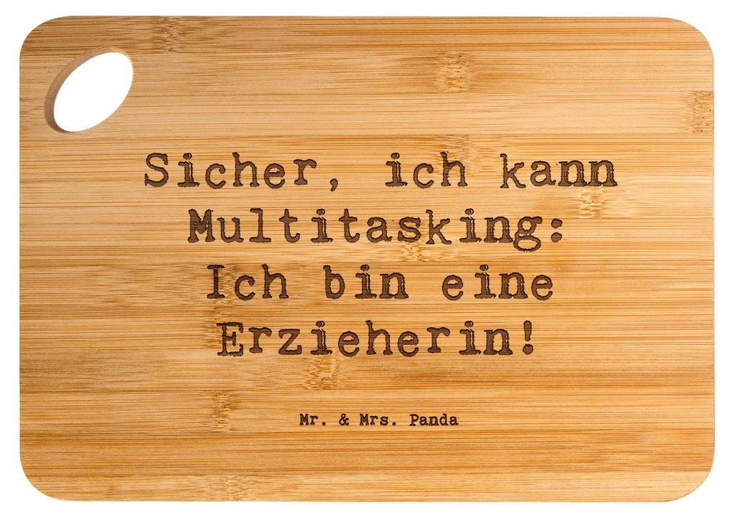 Mr. & Mrs. Panda Holzbrett Spruch Erzieherin Multitasking - Transparent - Geschenk, Hackbrett, Beruf, Kinder, Berufsprodukte, personalisierte Gesch...