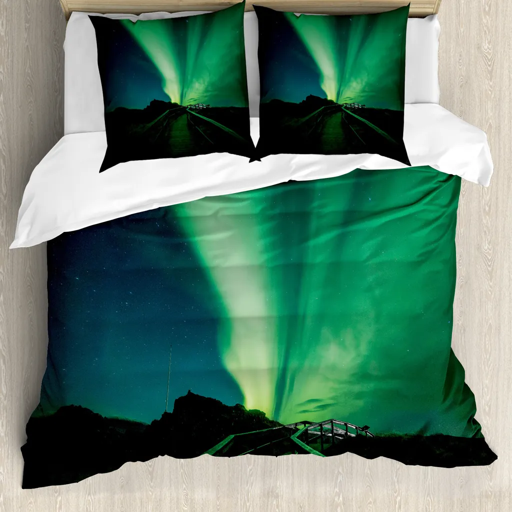 Set Letto Matrimoniale Aurora Boreale ABAKUHAUS - Verde e Blu