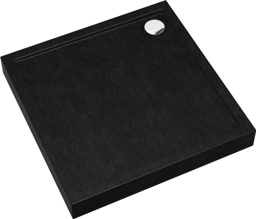 AQUABAD Duschwanne Ultima LeakProtect Black Stone 80x80cm Quadrat