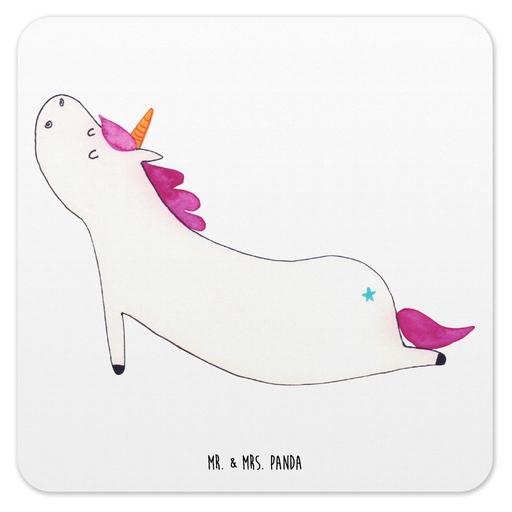 Mr. & Mrs. Panda Untersetzer für Gläser Einhorn Yoga 15er Set - Weiß - Geschenk, Unicorn, Entspannung, Glas-Untersetzer, Tassen, Coaster, Sport,...