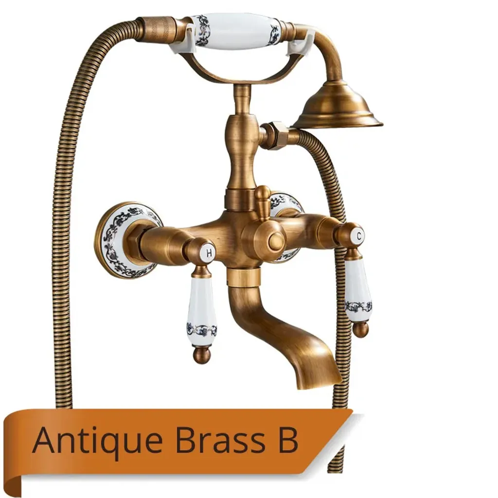 Rubinetto Vasca Retro Ottone Antico B | Miscelatore Doppia Leva