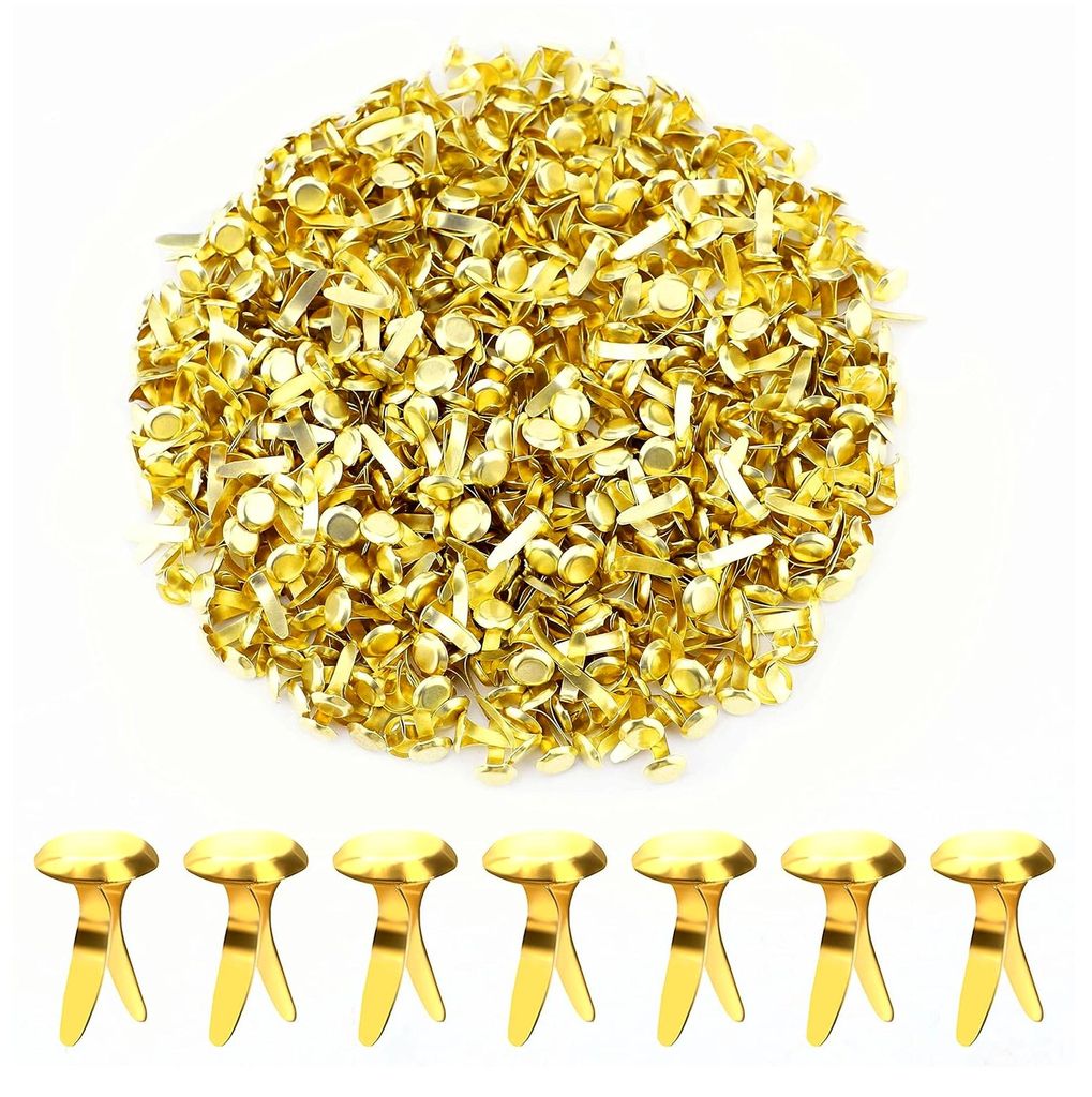 600 Stück Metall Papierbefestigungen Rund Messingbefestigungen für Bastelprojekte Scrapbooking Büro 12 x 8 mm (Gold)