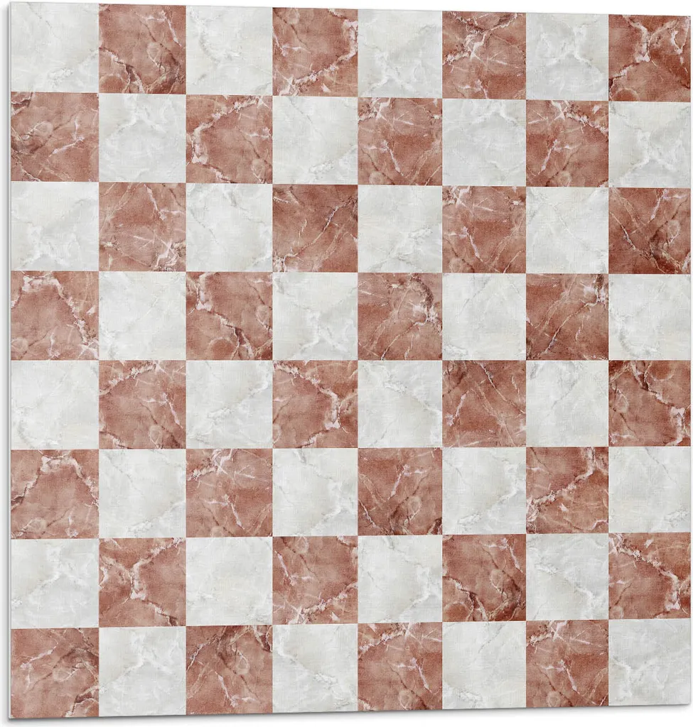Motivo a scacchiera in marmo - Piastrelle autoadesive - Piastrelle da parete - Pannelli da parete - Piastrelle autoadesive per il bagno - Piastrelle autoadesive per la cucina - Carta da parati autoadesiva per pareti - Decorazione murale - 4 Unità 50 x 50 cm