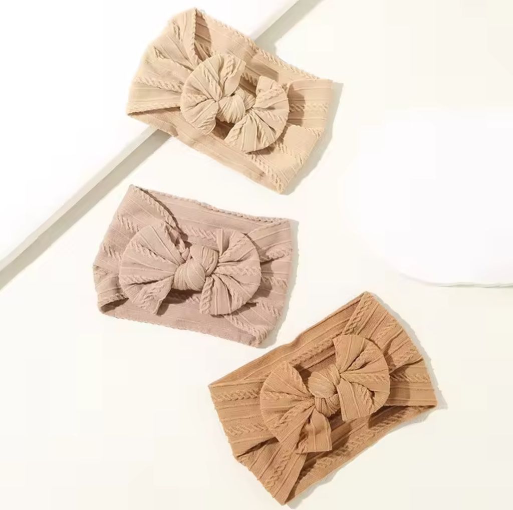 3 Stück Baby-Turban-Stirnband für Neugeborene,Schleife Produktbild 