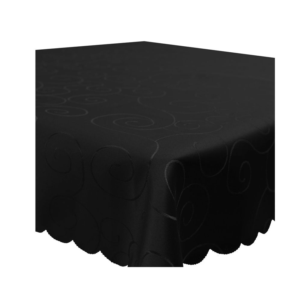 Tischdecke 110x110 cm Schwarz Damast Ornamente eckig Circle Struktur bügelfrei pflegeleicht