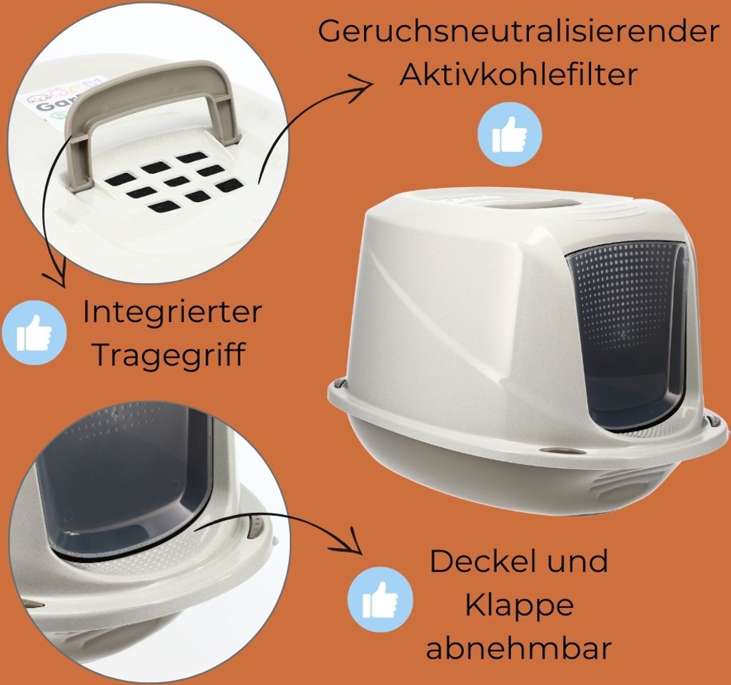 Katzenklo mit Deckel Aktivkohlefilter große XXL Produktbild 3