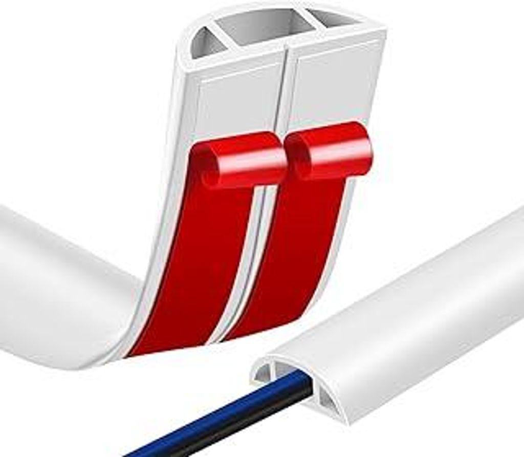 3M Kabelkanal Selbstklebend, Flexibler Kabelkanal Halbrund zum Verstecken für 2 Kabe, Cable Hider, Leicht zu schneiden, Minikabelkanäle für Drä...